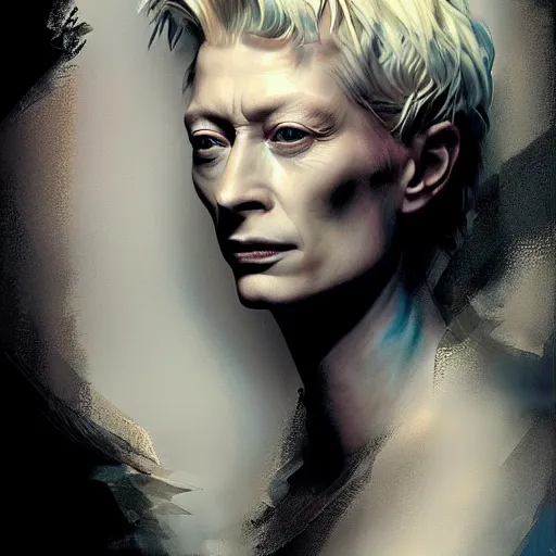 Image similar to hyperdetailed portrait of androgynous tilda swinton as desire of the endless, the sandman, made by caravaggio stanley artgerm lau wlop rossdraws artstation cgsociety concept art cgsociety octane render