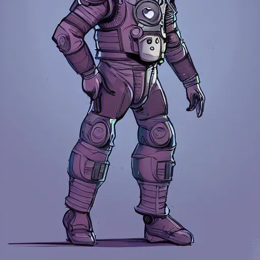 Image similar to concept art, stylized, comic book illustration, human character, space suit, trending on artstation