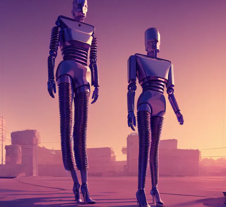 Image similar to hyperrealism stock fashion photography of highly detailed stylish humanoid robot in sci - fi cyberpunk style by gragory crewdson and vincent di fate with many details by josan gonzalez working in the highly detailed data center by mike winkelmann and laurie greasley hyperrealism photo on dsmc 3 system rendered in blender and octane render