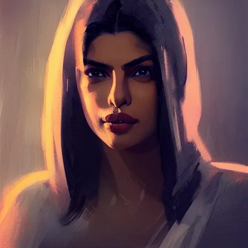 Image similar to “ portrait of priyanka chopra by greg rutkowski, young, attractive, highly detailed portrait, scifi, digital painting, artstation, concept art, smooth, sharp foccus ilustration, artstation hq ”