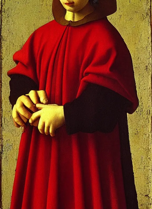 Image similar to red candle, medieval painting by jan van eyck, johannes vermeer, florence