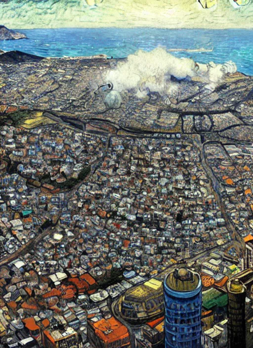 Image similar to hyper realistic cape town city,. painted by vincent van gogh and chiara bautista and norman rockwell and greg rutkowski weta studio, and lucasfilm