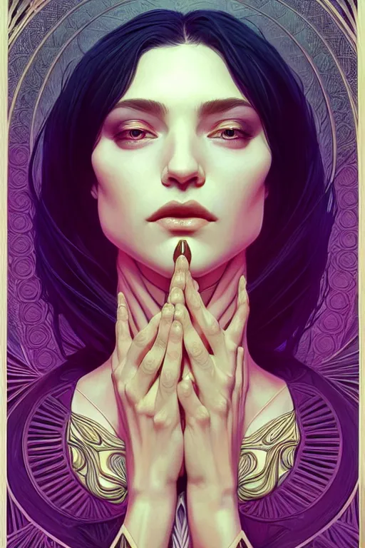 Image similar to symmetry!! intense fanart of 4 / 4 full front pose of a young sensual chaos goddess, protagonist, intricate, elegant, highly detailed, my rendition, digital painting, artstation, concept art, perfect, smooth, sharp focus, illustration, art by artgerm, kilian eng, greg rutkowski and alphonse mucha