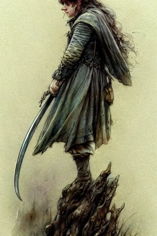 Prompt: (((((1950s lord of the rings . muted colors.))))) by Jean-Baptiste Monge !!!!!!!!!!!!!!!!!!!!!!!!!!!