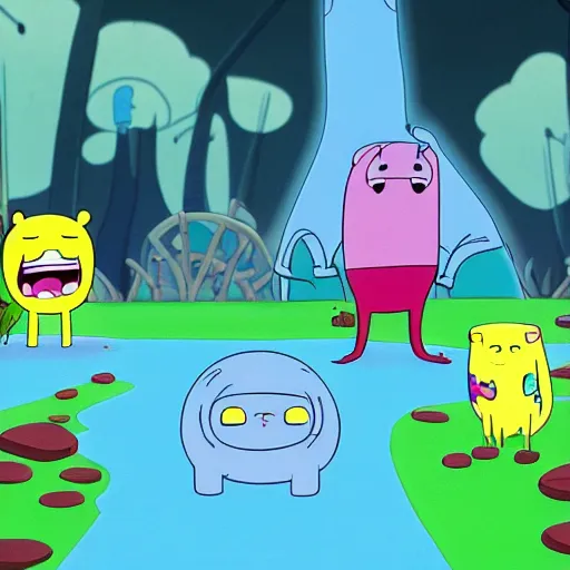 Image similar to a screenshot of from tv show cartoon adventure time. cartoon network.