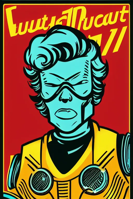 Image similar to fallout 7 6 retro futurist illustration art by butcher billy, sticker, colorful, illustration, highly detailed, simple, smooth and clean vector curves, no jagged lines, vector art, smooth andy warhol style