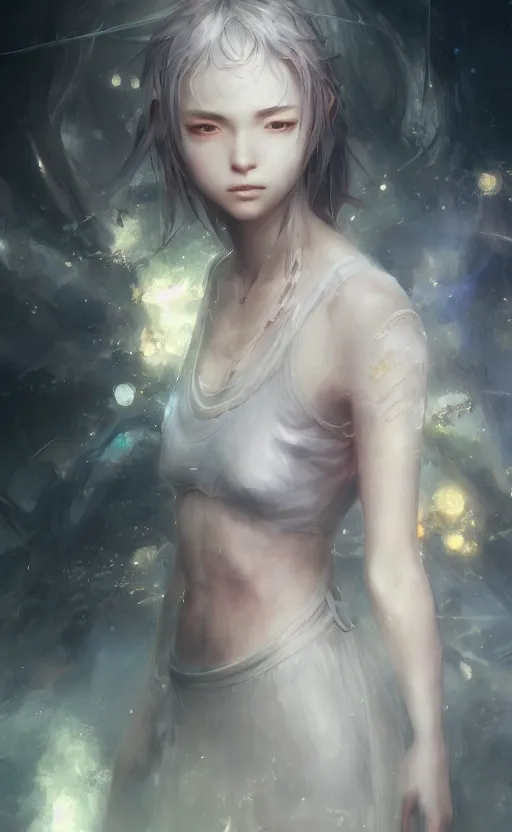 Image similar to a girl from final fantasy live action, manhwa, evocative, mystical night, very very very very detailed, award winning, masterpiece digital painting by greg rutkowski, alex grey, artstation, 4 k wallpaper