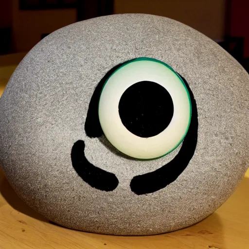 Image similar to boulder with two small googly eyes