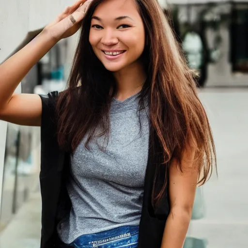 Prompt: half - thai, half german, young woman