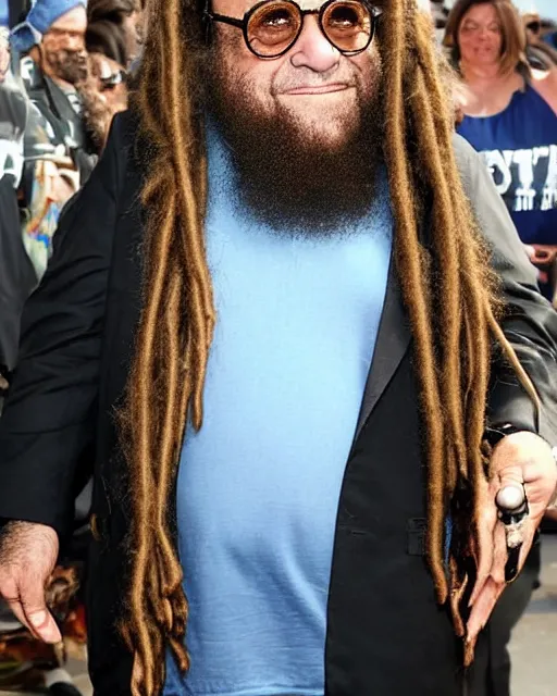 Image similar to danny devito with dreadlocks and a full length beard