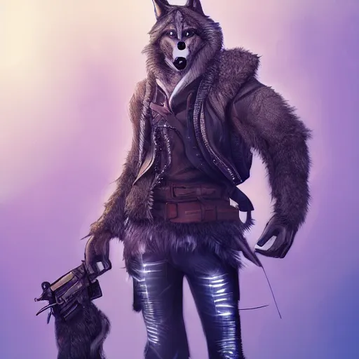 Image similar to A Wolf Scoundrel, Furry, Cyberpunk, digital art, award winning, artstation, masterpiece, very detailed,