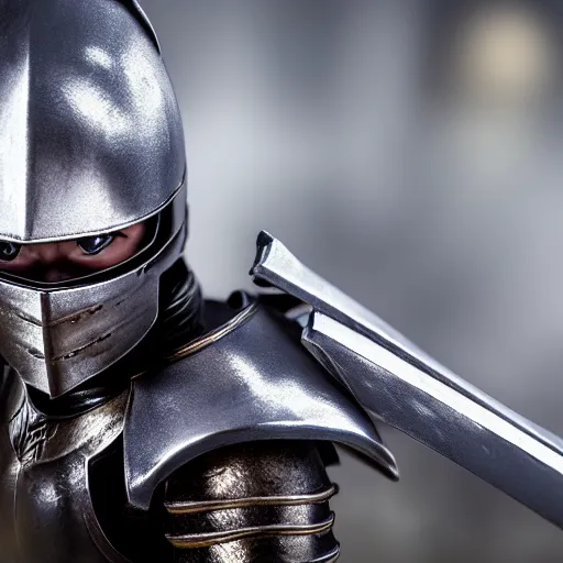 Image similar to anime action figure, of a knight, close up photo, hiper realistic, 4 k