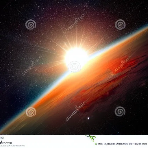 Image similar to sunrise over a flat earth in space