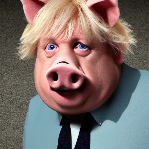 Image similar to boris johnson as pig, photorealistic, 8 k