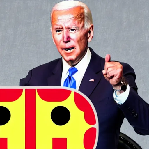 Prompt: joe biden as pac - man eating mike pence