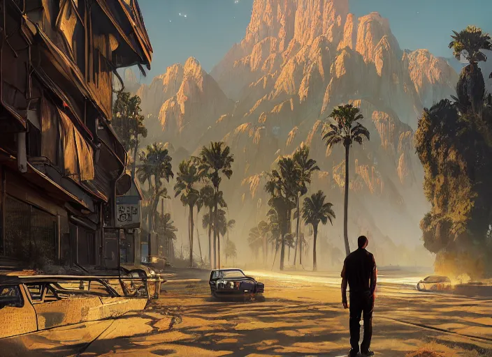 Image similar to highly detailed vanishing - point space, in gta v, stephen bliss, unreal engine, fantasy art by greg rutkowski, loish, rhads, ferdinand knab, makoto shinkai and lois van baarle, ilya kuvshinov, rossdraws, tom bagshaw, global illumination, radiant light, detailed and intricate environment