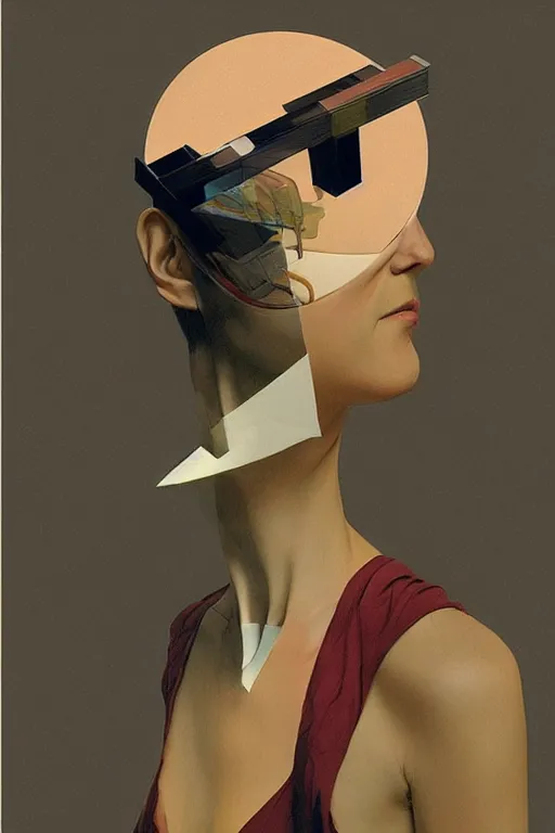 Image similar to woman wearing oculus and digital glitch head edward hopper and james gilleard, zdzislaw beksisnski, higly detailed