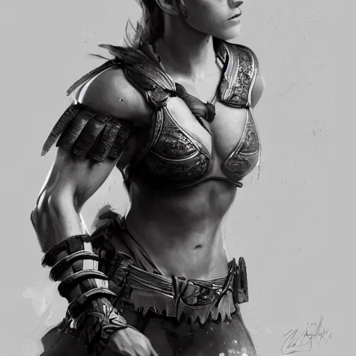 Image similar to emma watson proud muscular female turkish warrior, portrait by Cedric Peyravernay, highly detailed, excellent composition, cinematic concept art, dramatic lighting, trending on ArtStation