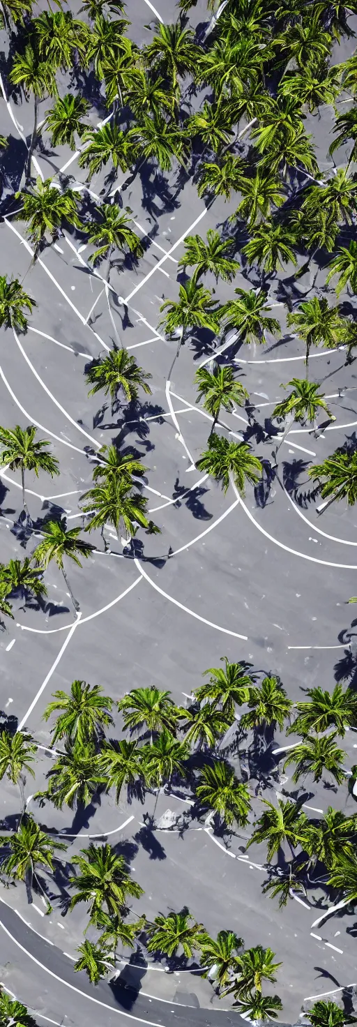 Image similar to satellite photo of sidewalk, palm trees, bicycles ways, accessible for the disabled, by shunji dodo, 8 k resolution, photo, high quality