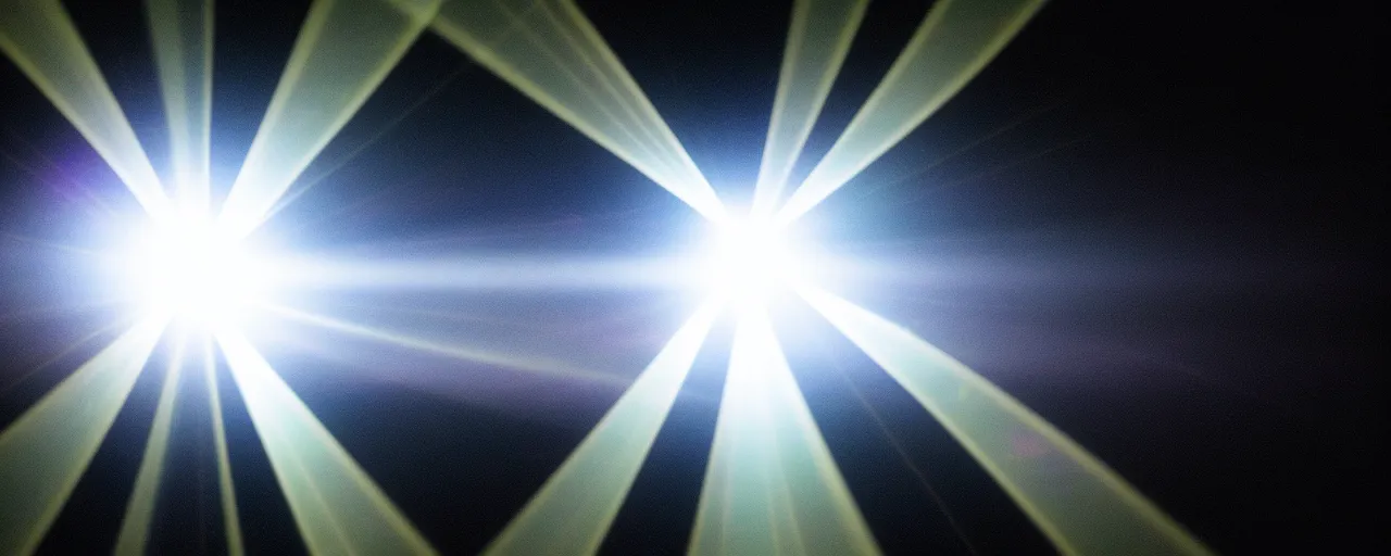 Prompt: horizontal lens flare, black background