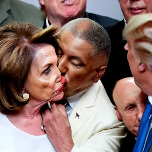 Prompt: President Trump Kissing Nancy Pelosi