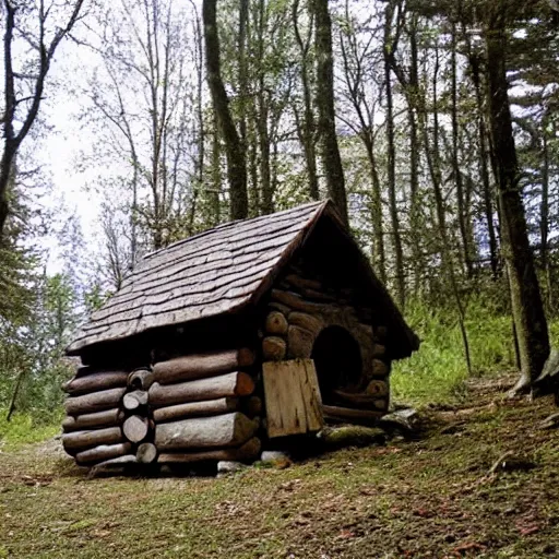 Image similar to in deep forest in france antic farytale story little cabin made by stones many ages secret