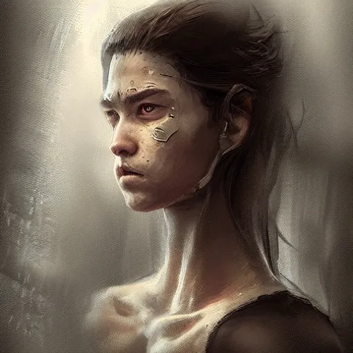 Prompt: girl during the last days of humanity, digital art, portrait, dark fantasy, by greg rutkowski