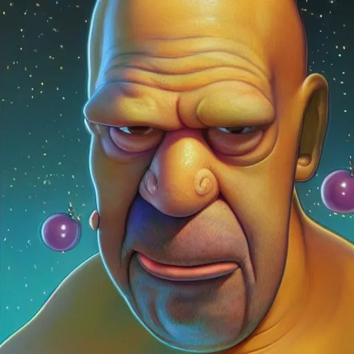 Image similar to ultra realistic illustration of magical real life cartoon character homer simpson, forest, fantasy, colorful lights, intricate, elegant, highly detailed, homer simpson digital painting, artstation, concept art, smooth, sharp focus, illustration, art by artgerm and greg rutkowski and alphonse mucha, homer!!! simpson!!!