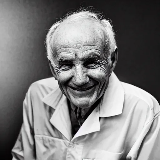 Image similar to electron microscope image of a smiling old man