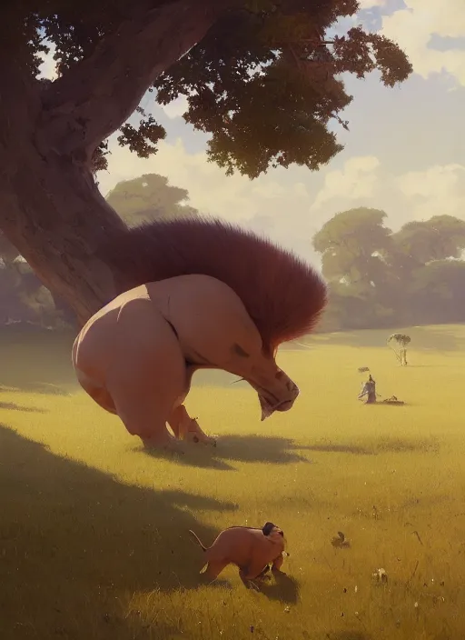 Prompt: a small animal in a rolling field, extremely detailed oil painting, unreal 5 render, rhads, sargent and leyendecker, savrasov levitan polenov, bruce pennington, studio ghibli, tim hildebrandt, digital art, landscape painting, octane render, beautiful composition, trending on artstation, award winning photograph, masterpiece
