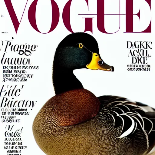 Image similar to a magnificent duck on the cover of vogue magazine