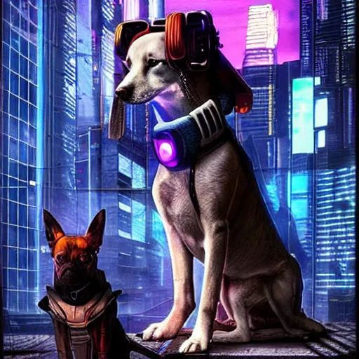 Image similar to cyberpunk dog