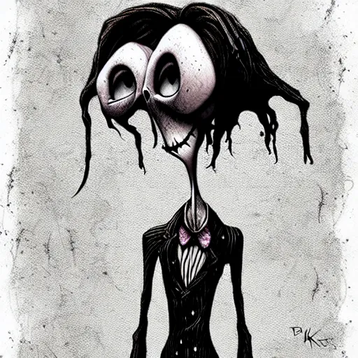 Image similar to grunge cartoon drawing of a plushie by - michael karcz , in the style of corpse bride, loony toons style, horror themed, detailed, elegant, intricate