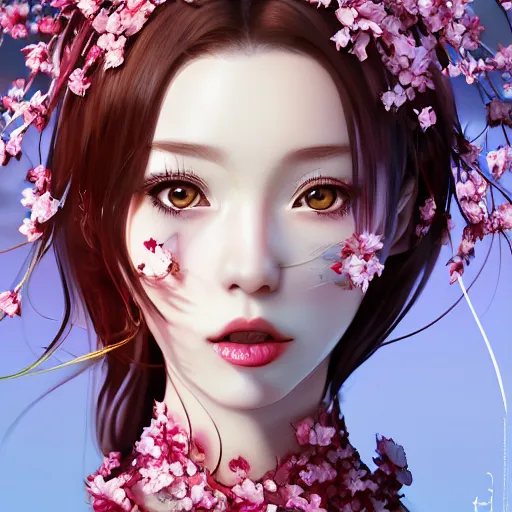 Prompt: the portrait of the absurdly beautiful, graceful, elegant, gorgeous, fashionable photorealistic anime idol russian woman made of cherries and cherry blossoms with tears, an ultrafine hyperdetailed illustration by kim jung gi, irakli nadar, intricate linework, bright colors, octopath traveler, final fantasy, unreal engine highly rendered, global illumination, radiant light, intricate environment