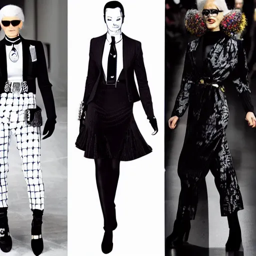 Prompt: Editorial fashion in the style of karl Lagerfeld