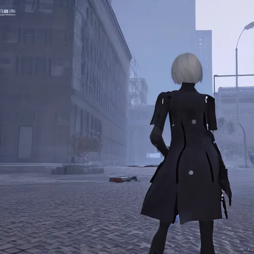 Image similar to 2B nier automata in Half life 2, 4k screenshot of Half life 2 gameplay, 8k hdr showcase