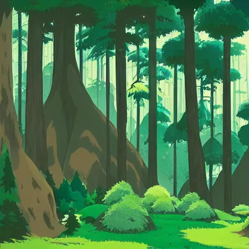 Prompt: Forest landcape by Studio Ghibli