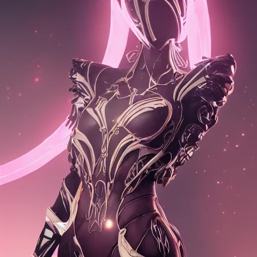 Prompt: beautiful intricate fanart of female warframe, stunning elegant pose, well designed hands, high quality, artstation, deviantart, furaffinity, octane render