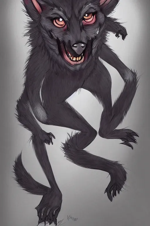 Image similar to a werewolf, fursona!!!!, by kawacy, trending on furaffinity, full body, furry art