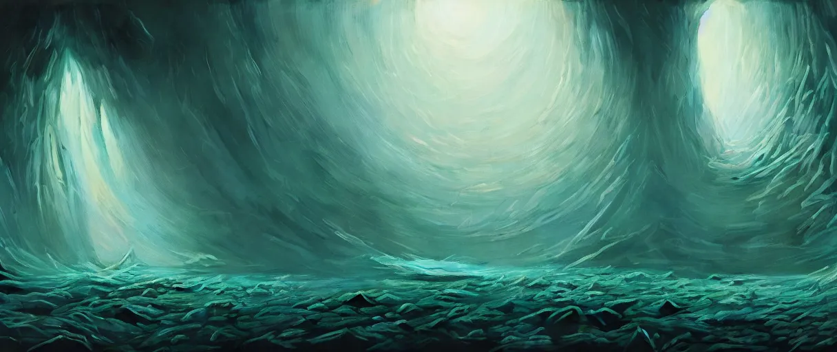 Image similar to hyperrealist highly detailed neo-baroque void instead swallowing the earth concept art pascal blanche key sage dramatic teal lighting 8k wide angle shallow depth of field