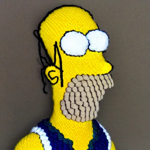 Prompt: homer simpson knitted out of wool