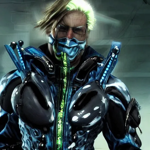 Prompt: Bob Odenkirk as Monsoon from Metal Gear Rising, photorealistic, Cinematic Lighting,