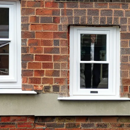 Prompt: builders inspecting and discussing single sash window