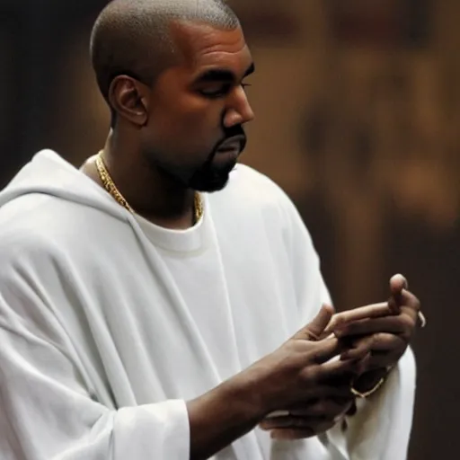 Prompt: kanye west as a priest, 2 0 1 0 s, candid photo,