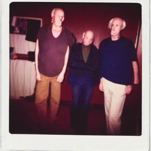 Image similar to a found polaroid photo of trash humpers in the backrooms