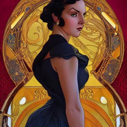 Prompt: an art nouveau, ( streamline moderne ), multi - ethnic and multi - racial portrait in the style of charlie bowater, in the style of donato giancola, in the style of charles dulac. very large, clear, expressive and intelligent eyes. symmetrical, centered, ultrasharp focus, cinematic lighting, photorealistic digital painting, intricate detailed background.