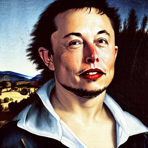 Image similar to elon musk in caravaggio landscape