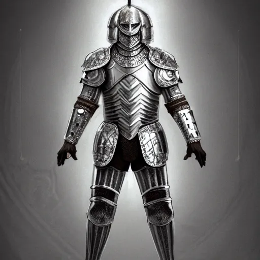 Image similar to knight in full shiny ivory armor standing, full body image, concept art, detailed digital artwork, symmetrical, highly detailed, highly accurate, deep aesthetic, 8 k, highly ornate intricate details, cinematic lighting, rich colors, ray tracing, hyperrealistic, photorealistic, cinematic landscape, trending on artstation,