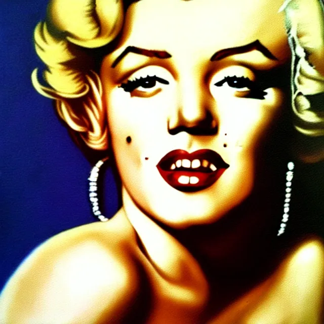 Image similar to a beautiful marilyn monroe, by jan vermeer realistic oil painting