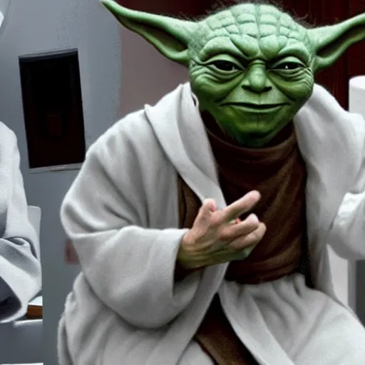 Image similar to elon musk sitting on toilet, but elon musk is yoda